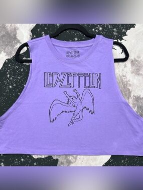 Led Zeppelin Rock Band Graphic Crop Tank Shirt